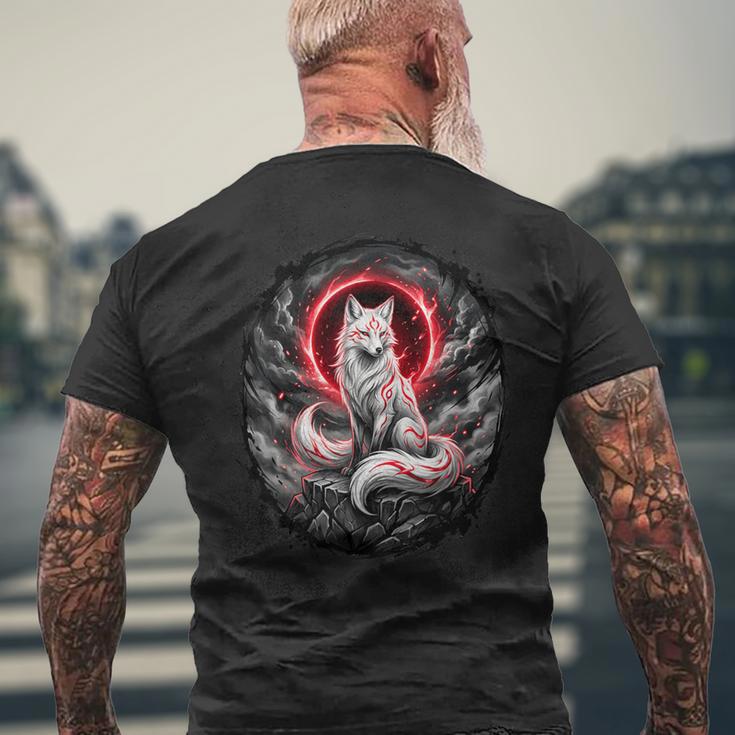 Japanischer Kitsune Wolf Mythologie T-Shirt mit Rückendruck Geschenke für alte Männer