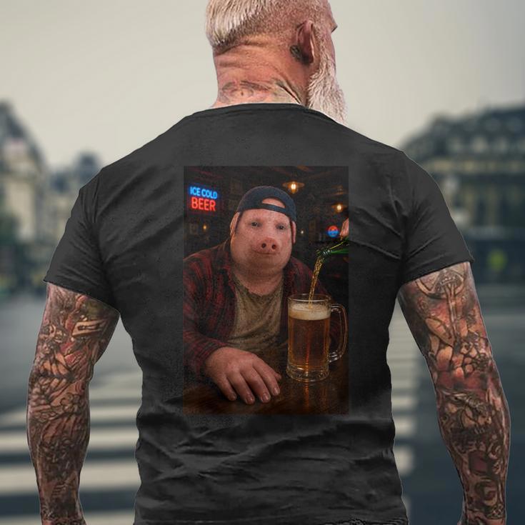 John Pork Bere Birra Pub Divertente Brainrot Meme Papà T-shirt da uomo con stampa posteriore Regalos para ancianos