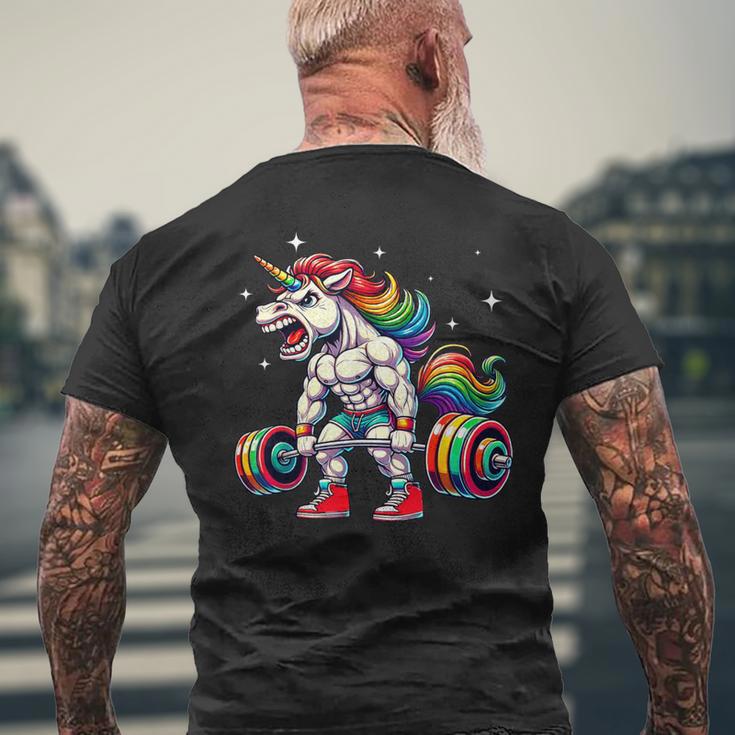 Licorne Haltérophilie Deadlift Fitness Gym Entraînement Entraînement T-shirt imprimé au dos Cadeaux pour les vieillards