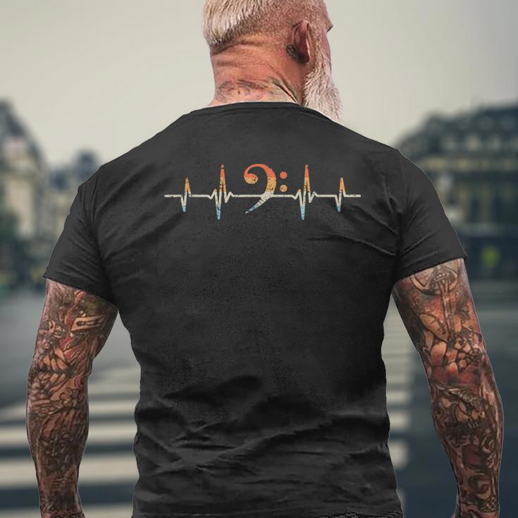 Retro Bassschlüssel Herzschlag Bass Notenschlüssel Bassist T-Shirt mit Rückendruck Geschenke für alte Männer