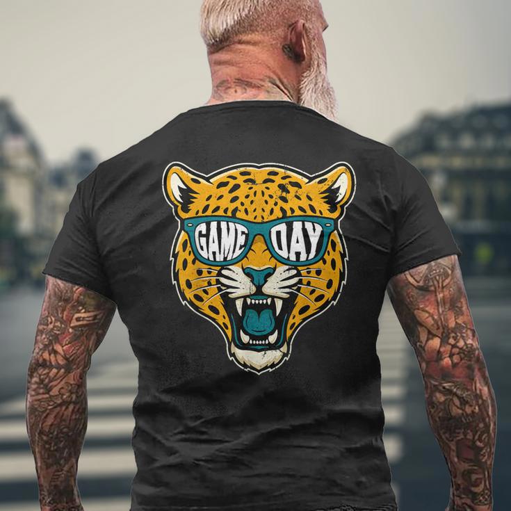 Retro Game Day Jaguar Sunglasses School Sports Team Spirit Men's T-shirt Back Print Gifts for Old Men