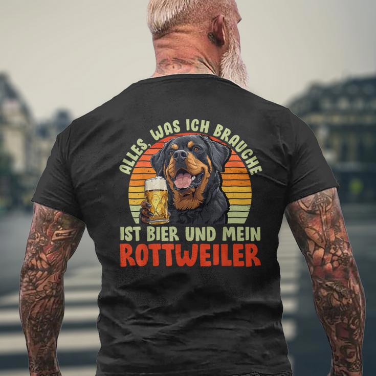 Rottweiler Alles Was Ich Brauche Ist Bier Und Rottweilers T-Shirt mit Rückendruck Geschenke für alte Männer