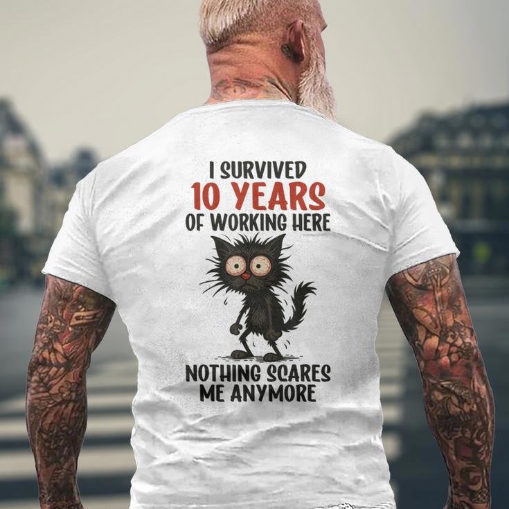 10 Años De Aniversario De Trabajoobreviví 10 Años De Trabajo Camiseta Hombre Estampado Espalda Regalos para ancianos
