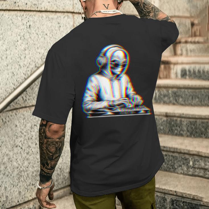 Alien Dj Edm Musique Ovni Avec Lunettes Deoleil Raver T-shirt imprimé au dos Cadeaux pour lui