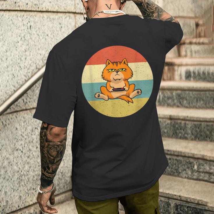 Chat Geek Hommeintage Rétro Idée Cadeau Gamer Personnalisé T-shirt imprimé au dos Cadeaux pour lui