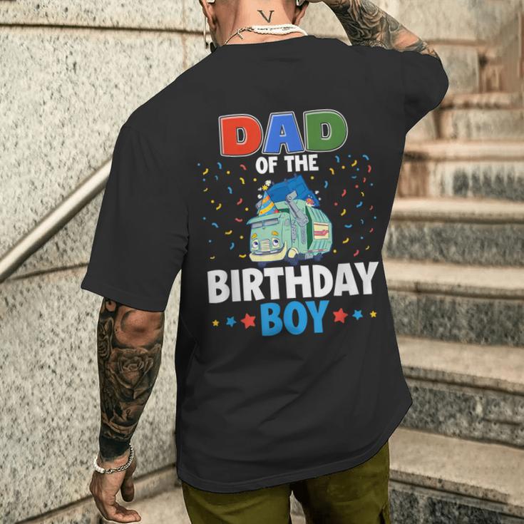 Dad Of The Birthday Boy Garbage Truck Birthday Family Men's T-shirt Back Print Gifts for Him
