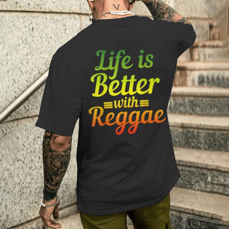 Das Leben Ist Besser Mit Reggae-Musik Jamaicaintage T-Shirt mit Rückendruck Geschenke für Ihn