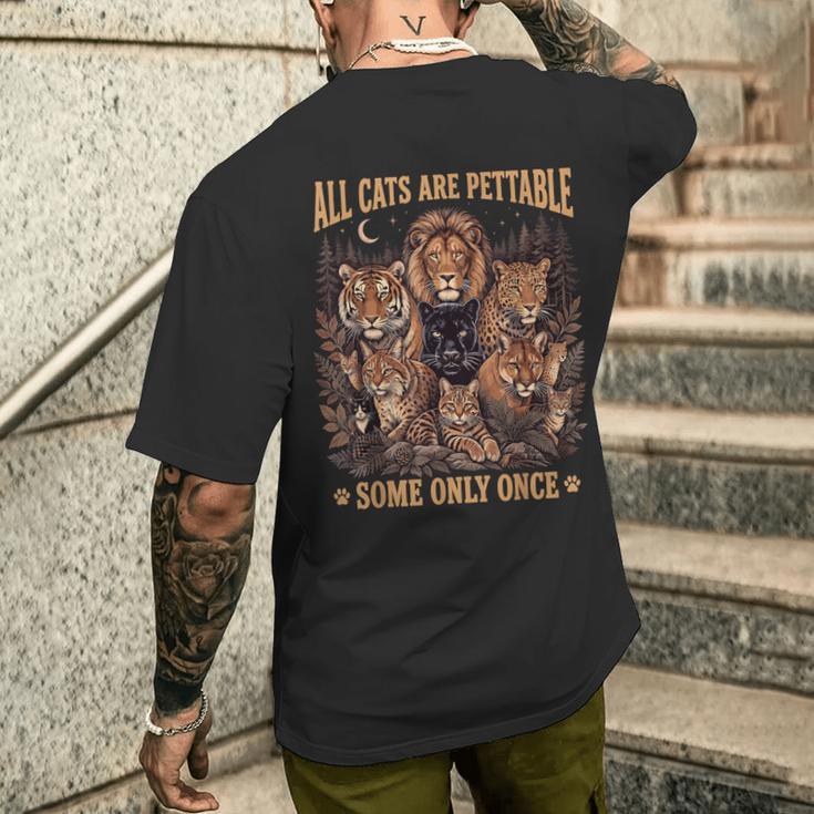 All Cats Are Pettable Some Only Once Wild Vintage Men's T-shirt Back Print Gifts for Him