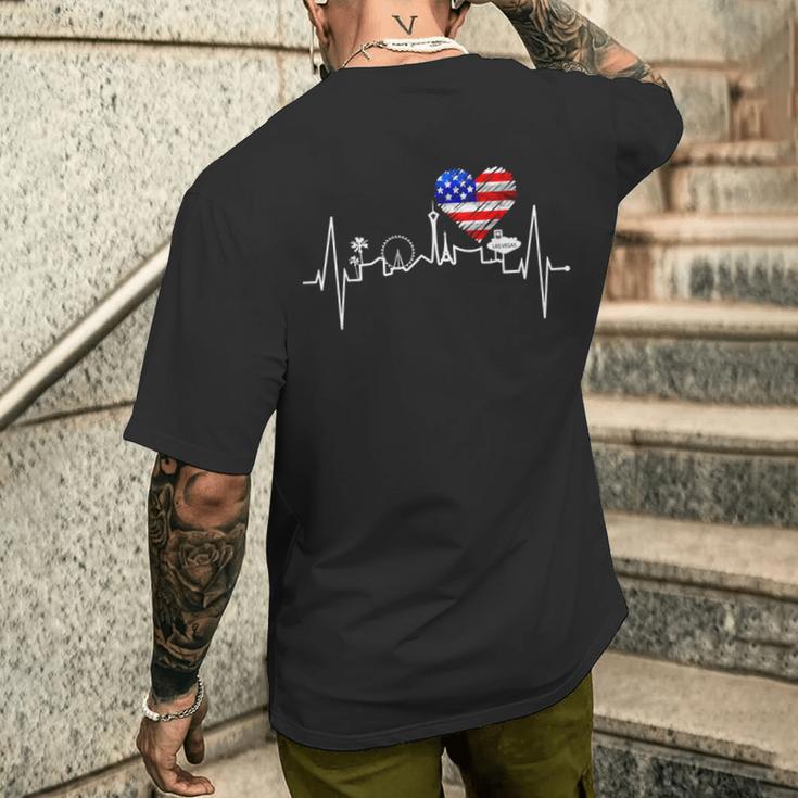 Lasegaskyline Herzschlag Nevada Usa Poker Herz Lasegas T-Shirt mit Rückendruck Geschenke für Ihn