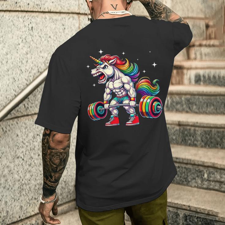 Licorne Haltérophilie Deadlift Fitness Gym Entraînement Entraînement T-shirt imprimé au dos Cadeaux pour lui