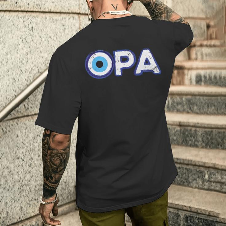 Opa Occhio Greco Papà Nonno Festa Del Papà Maglia A Manica T-shirt da uomo con stampa posteriore Regalos para él