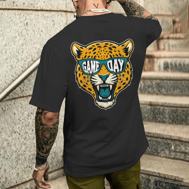 Retro Game Day Jaguar Sunglasses School Sports Team Spirit Men's T-shirt Back Print Gifts for Him