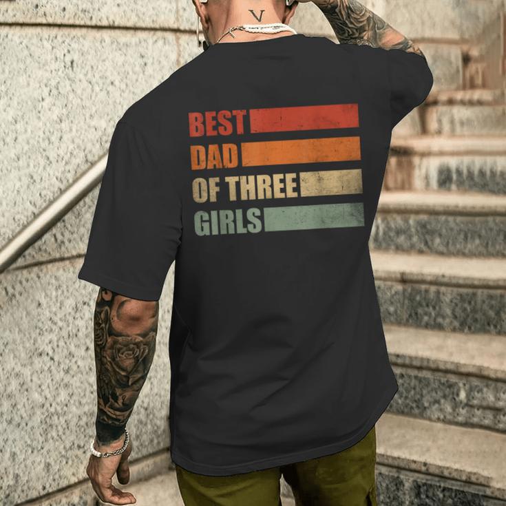 Retro Padre Di Tre Figlie Papà Di 3 Figlie Festa Del Papà T-shirt da uomo con stampa posteriore Regalos para él