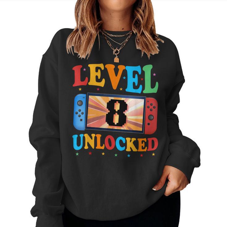 Awesome Level 8 Unlocked 8Th Birthday Boy Girlideo Gamer レディーススウェットシャツ