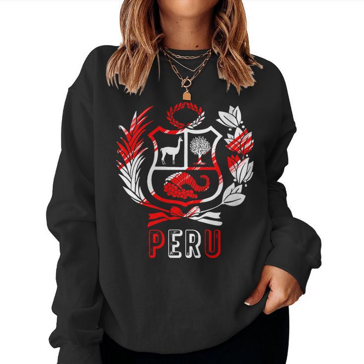 Perú Rojo-Blanco Escudo Peruano Hombres Es Niños Cuello Sudadera Mujer
