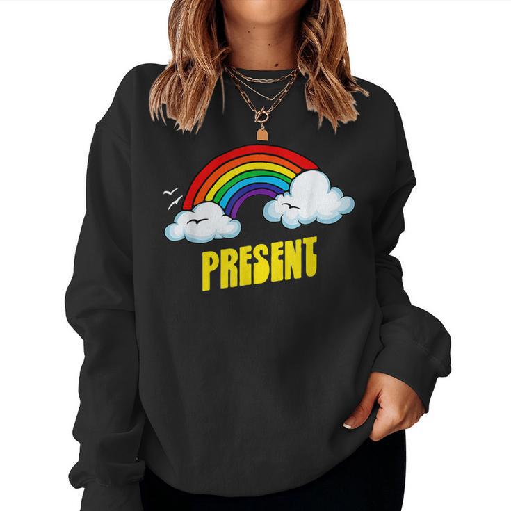 Present Cute arcastic Retrointage Rainbow レディーススウェットシャツ