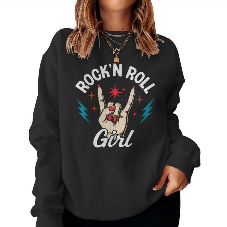 Rock'n Roll Girl Plaque Rock On Hand Cool Punk Rock Sweat-shirt pour femme