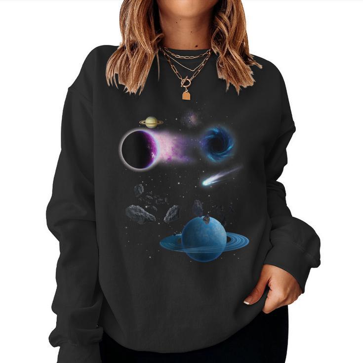 Universo Espacio Motivo Planetaistemaolarol Galaxia Cuello Sudadera Mujer