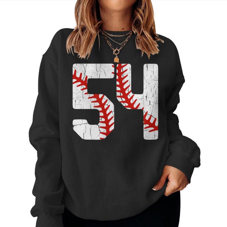 野球選手 ジャージ 番号54 54 Proud Baseball Mom Dad レディーススウェットシャツ