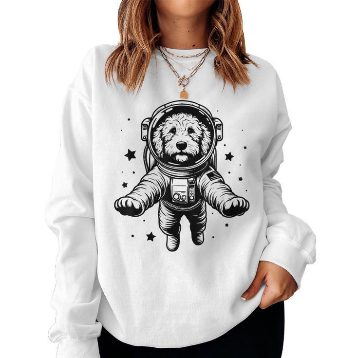 Dog Dad Mompace 宇宙飛行士ゴールデンドゥードル レディーススウェットシャツ