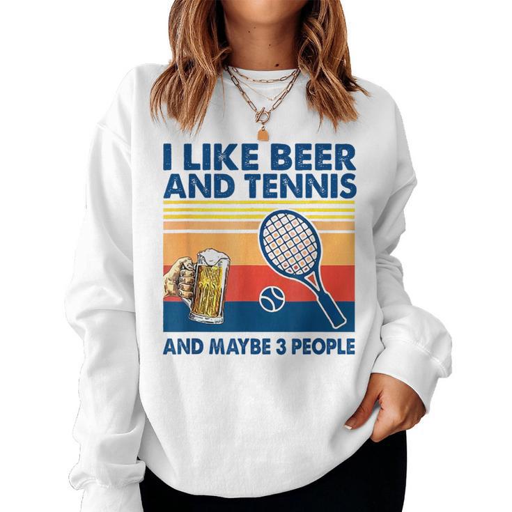 I Like Beer And Tennis Maybe 3 People ビンテージ レディーススウェットシャツ