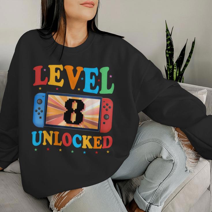 Awesome Level 8 Unlocked 8Th Birthday Boy Girlideo Gamer レディーススウェットシャツ 彼女への贈り物