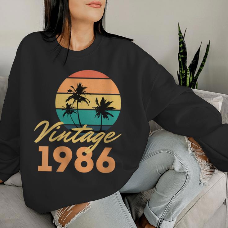 Intage 1986 Nació Cumpleaños Retro Cuello Sudadera Mujer Regalos para ella