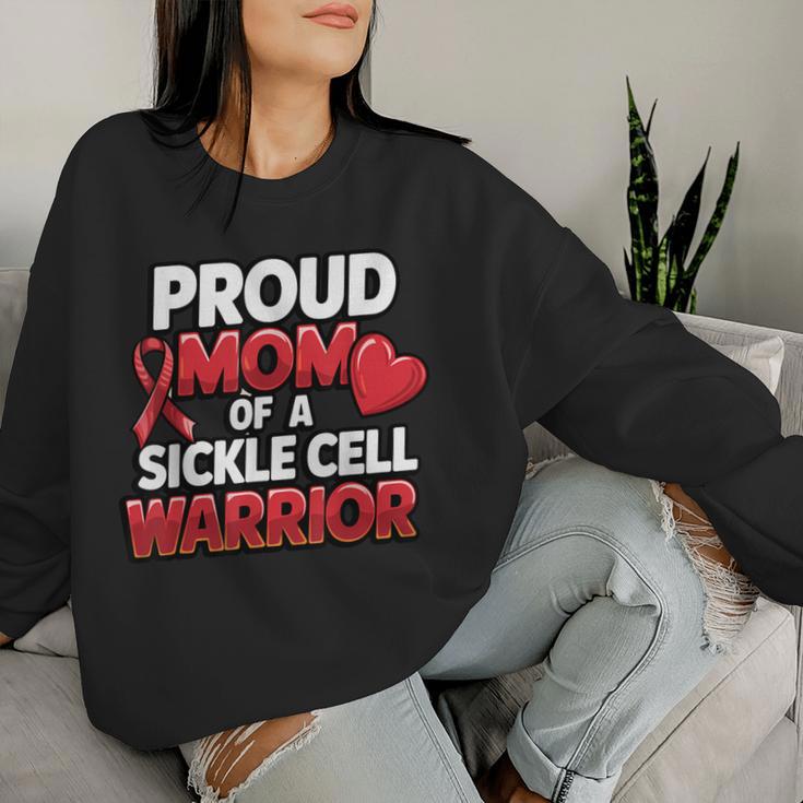 Sickle Cell Warrior Awareness Proud Mom Burgundy Ribbon Women Sweatshirt Gifts for Her