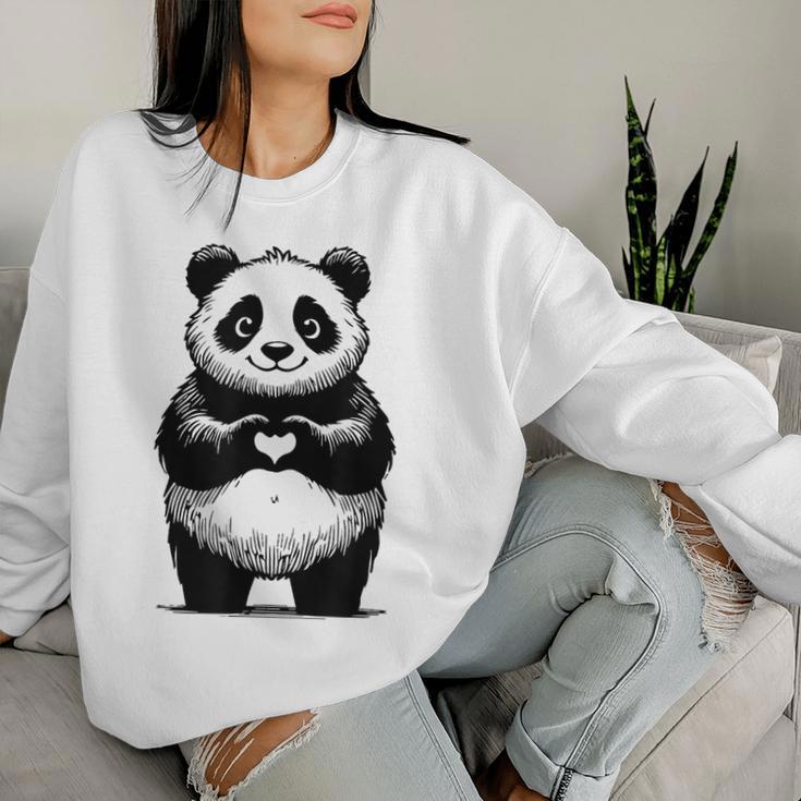 I Love Pandas 面白い、パンダが大好き レディーススウェットシャツ 彼女への贈り物