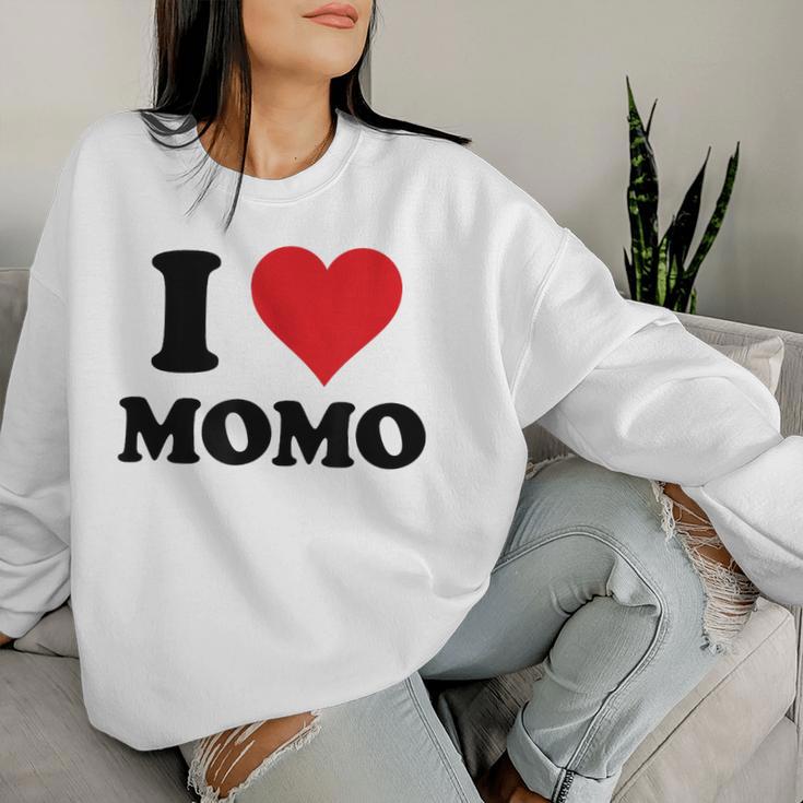 I Heart Momo ファーストネーム I Love パーソナライズ レディーススウェットシャツ 彼女への贈り物