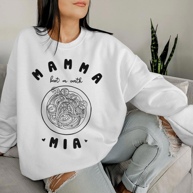 Mamma Mia Best Mum Ever スパゲッティ イタリアンヌードルラブ レディーススウェットシャツ 彼女への贈り物