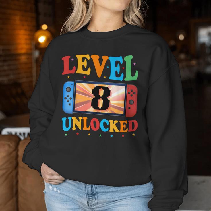 Awesome Level 8 Unlocked 8Th Birthday Boy Girlideo Gamer レディーススウェットシャツ 面白い贈り物