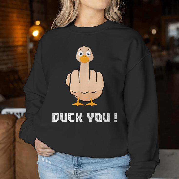 Duck You Duck Lover ひっくり返す鳥 クワック ダッキー 皮肉 レディーススウェットシャツ 面白い贈り物