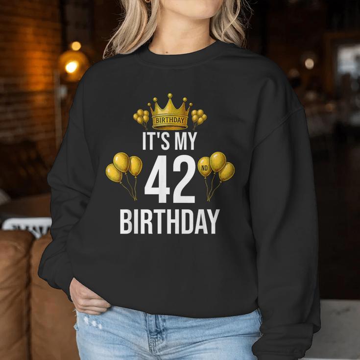 It's My 42歳の誕生日パーティー 42歳の誕生日 男性 女性 レディーススウェットシャツ 面白い贈り物