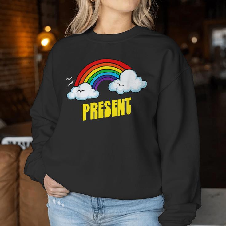 Present Cute arcastic Retrointage Rainbow レディーススウェットシャツ 面白い贈り物