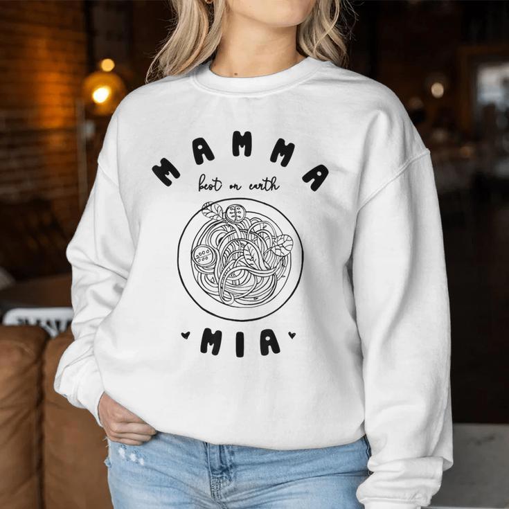 Mamma Mia Best Mum Ever スパゲッティ イタリアンヌードルラブ レディーススウェットシャツ 面白い贈り物