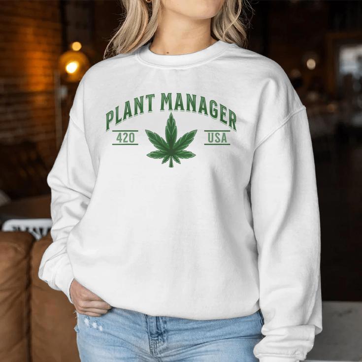 Plant Manager ウィードリーフ カンナビスポット マリファナ Usa レディーススウェットシャツ 面白い贈り物
