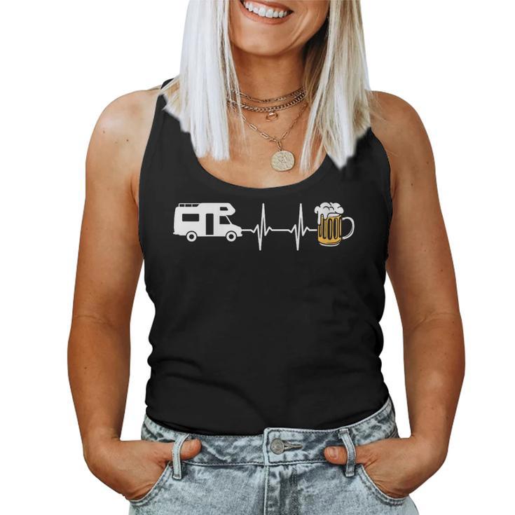 Camping Autocaravana Cerveza Camper Cuello Camiseta sin mangas para mujer