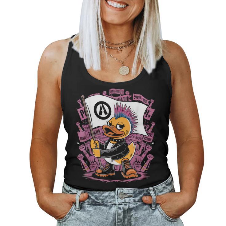 Punk Duck Rock Ducker Anarchy Punker Camiseta sin mangas para mujer