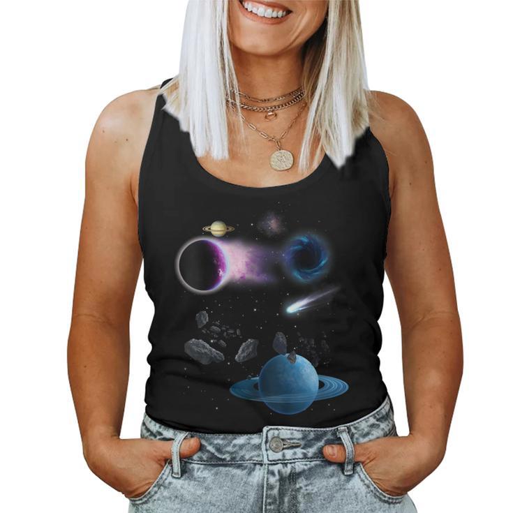 Universo Espacio Motivo Planetaistemaolarol Galaxia Cuello Camiseta sin mangas para mujer