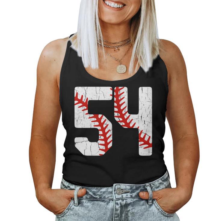 野球選手 ジャージ 番号54 54 Proud Baseball Mom Dad レディースタンクトップ