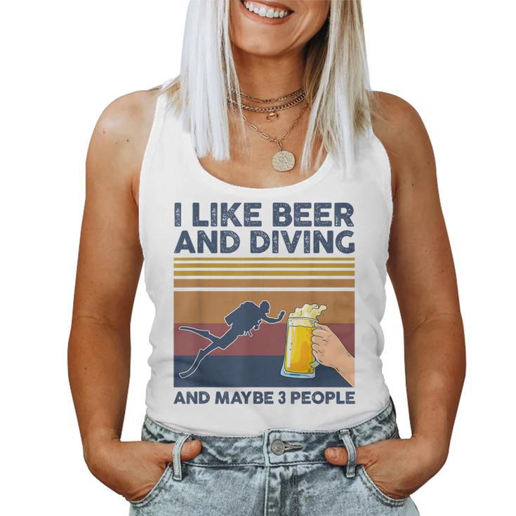 I Like Beer And Diving And Maybe 3 People 面白いギフト レディースタンクトップ