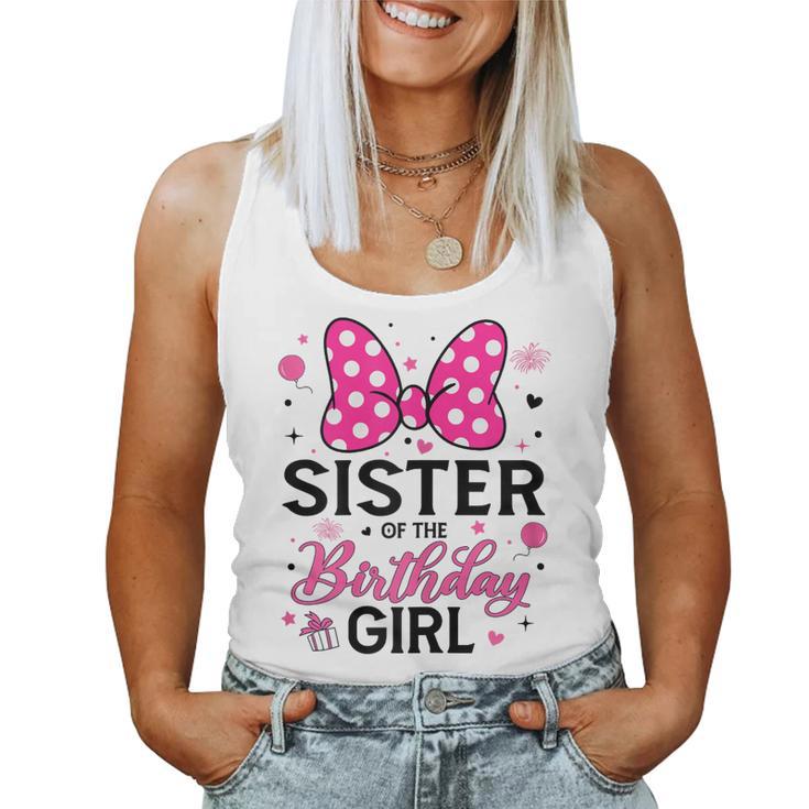 Sister Of The Birthday Girl Cute Pink Bow Family Matching Women Tank Top