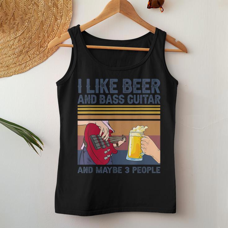 I Like Beer And Bass ギターと 3人 ベーシストギフト レディースタンクトップ 面白い贈り物