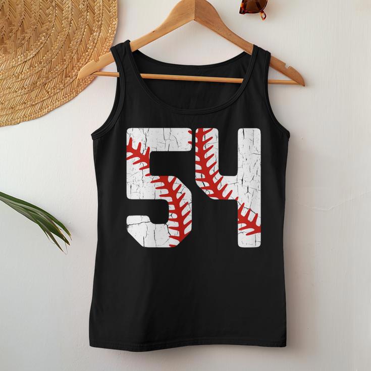 野球選手 ジャージ 番号54 54 Proud Baseball Mom Dad レディースタンクトップ 面白い贈り物