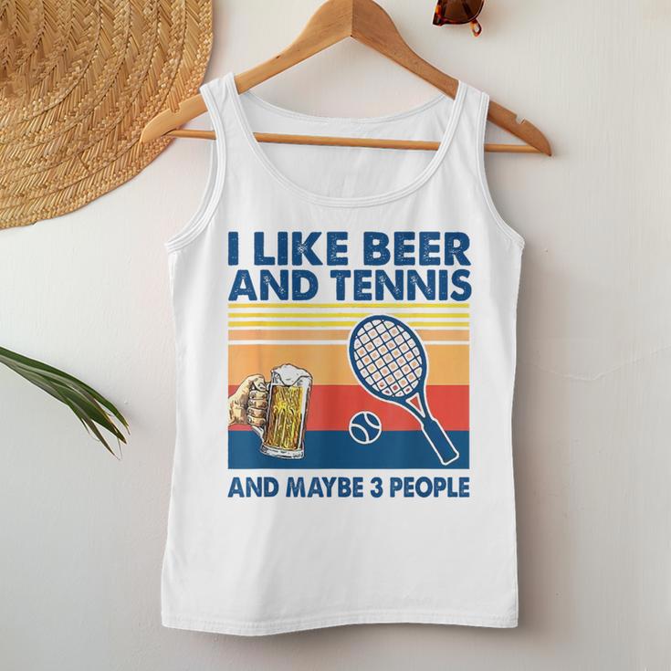 I Like Beer And Tennis Maybe 3 People ビンテージ レディースタンクトップ 面白い贈り物