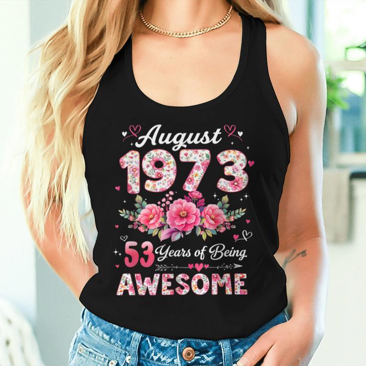 53歳 1973年8月 花柄 53歳 誕生日 男性 女性 レディースタンクトップ 彼女への贈り物