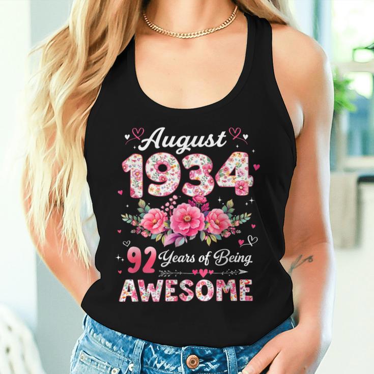 92歳 1934年8月 花柄 92歳 誕生日 男性 女性 レディースタンクトップ 彼女への贈り物