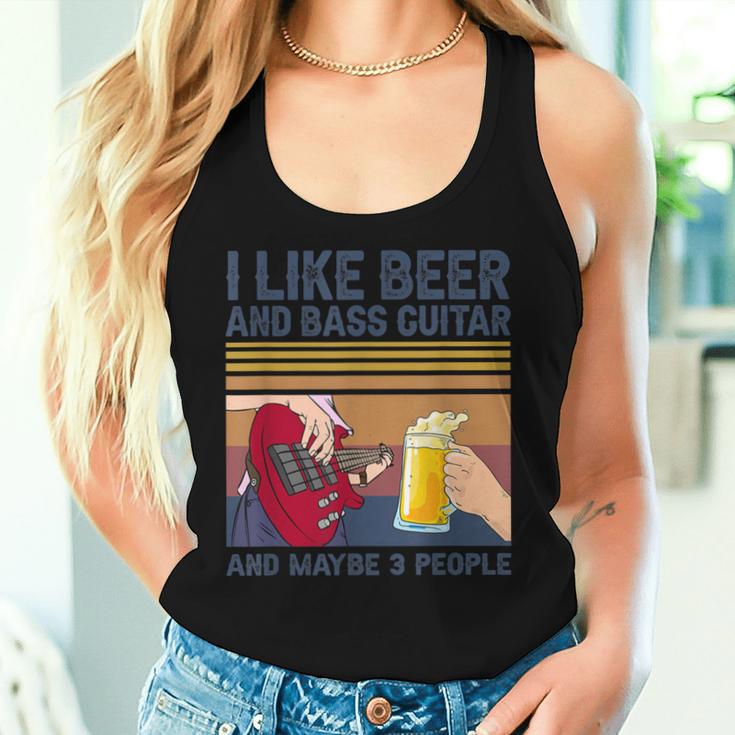 I Like Beer And Bass ギターと 3人 ベーシストギフト レディースタンクトップ 彼女への贈り物