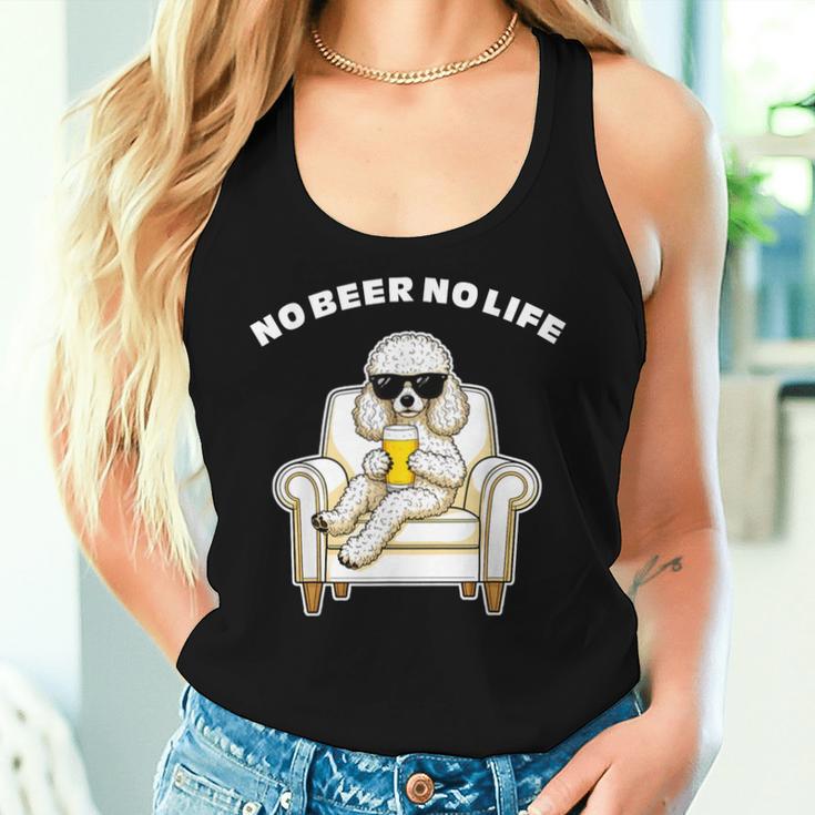 No Beer No Life トイプードル グッズ ビール 酒 犬 おもしろ 面白い ネタ 笑える 飲み会 レディースタンクトップ 彼女への贈り物